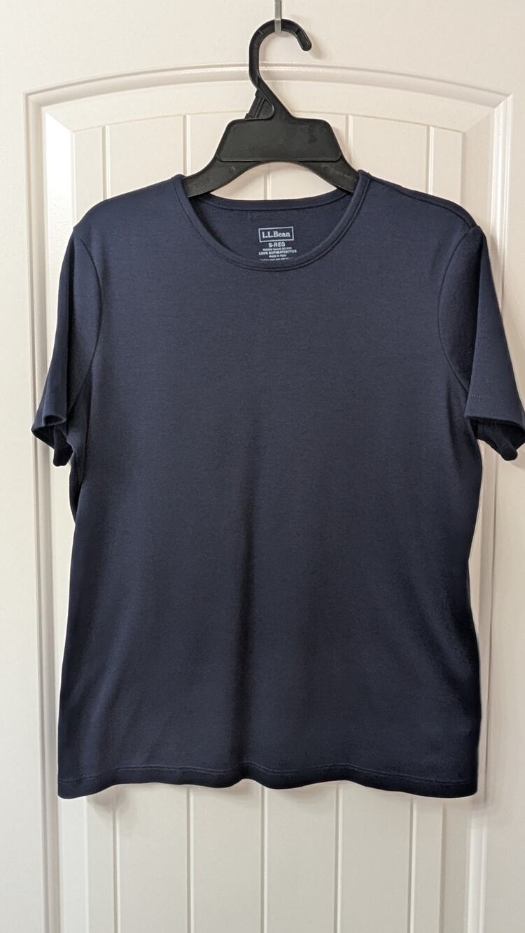 L.L.Bean Blue Cotton Knit Crew Neck Solid Short Sleeve T-Shirt Men S Reg